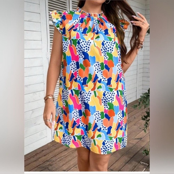 Vibrant Multicolor Casual Dress - Picture 2 of 9